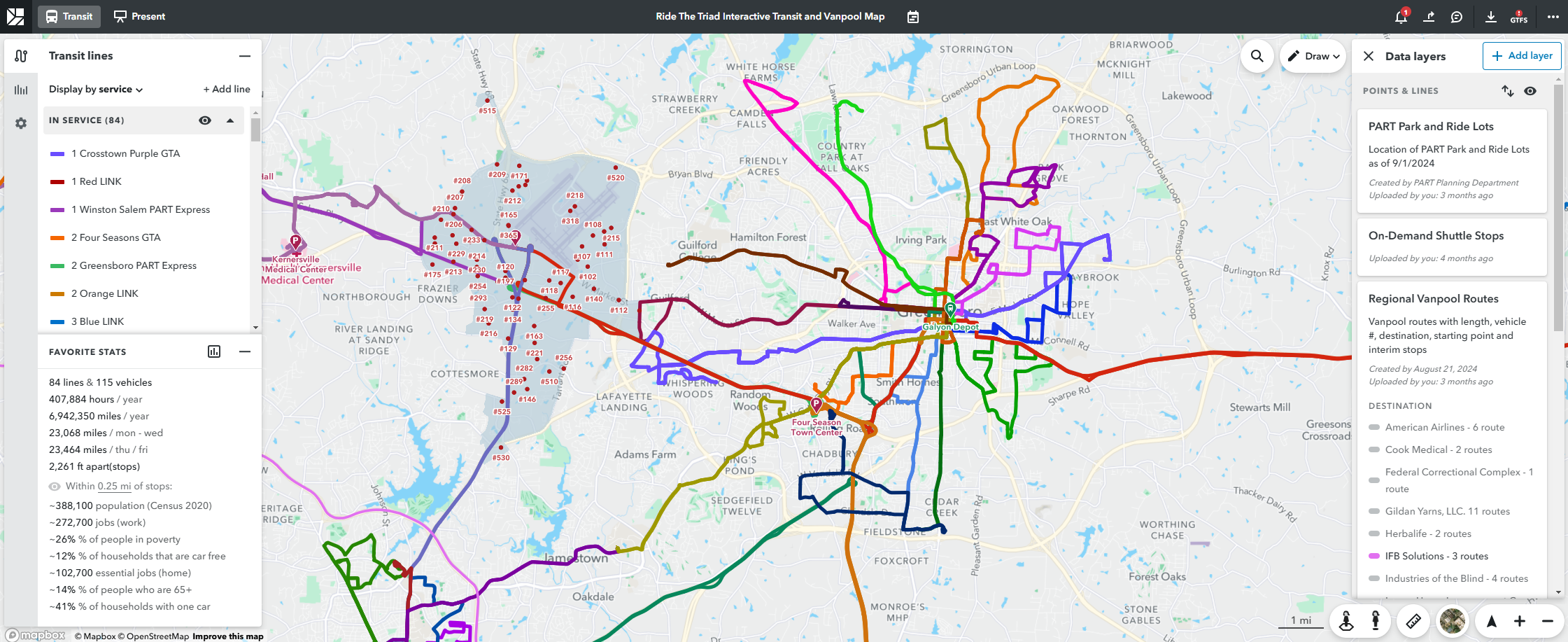 Regional Interactive Transit Map